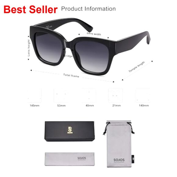 Trendy Polarized Square Sunglasses, Retro Oversized Thick Frame main image 7